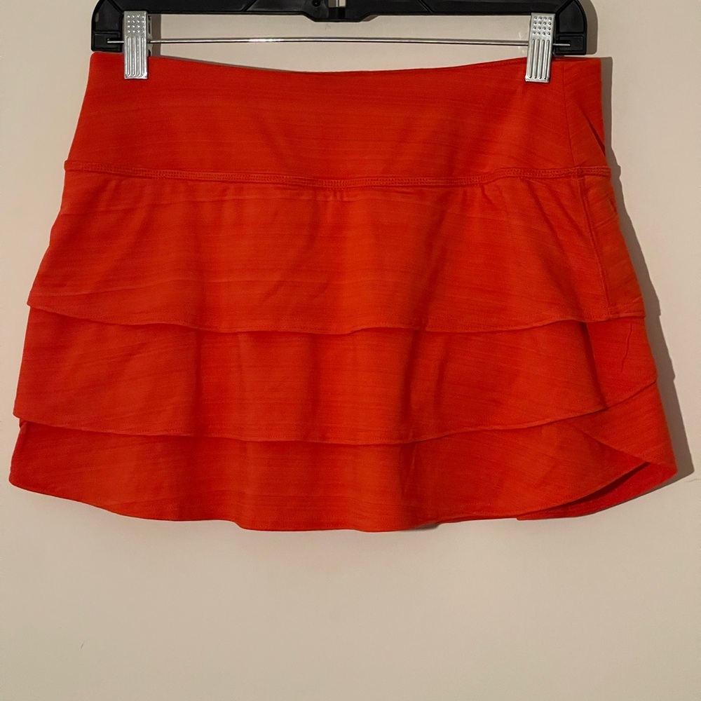 Athleta Women’s Orange Tiered Layered Active Tennis Skirt Size Small